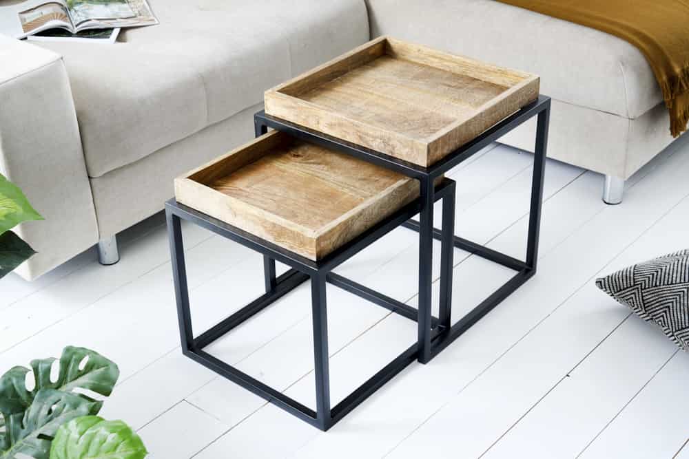 Beistelltisch SERVITEUR 45-55cm 2er Set Tabletts Mangoholz
