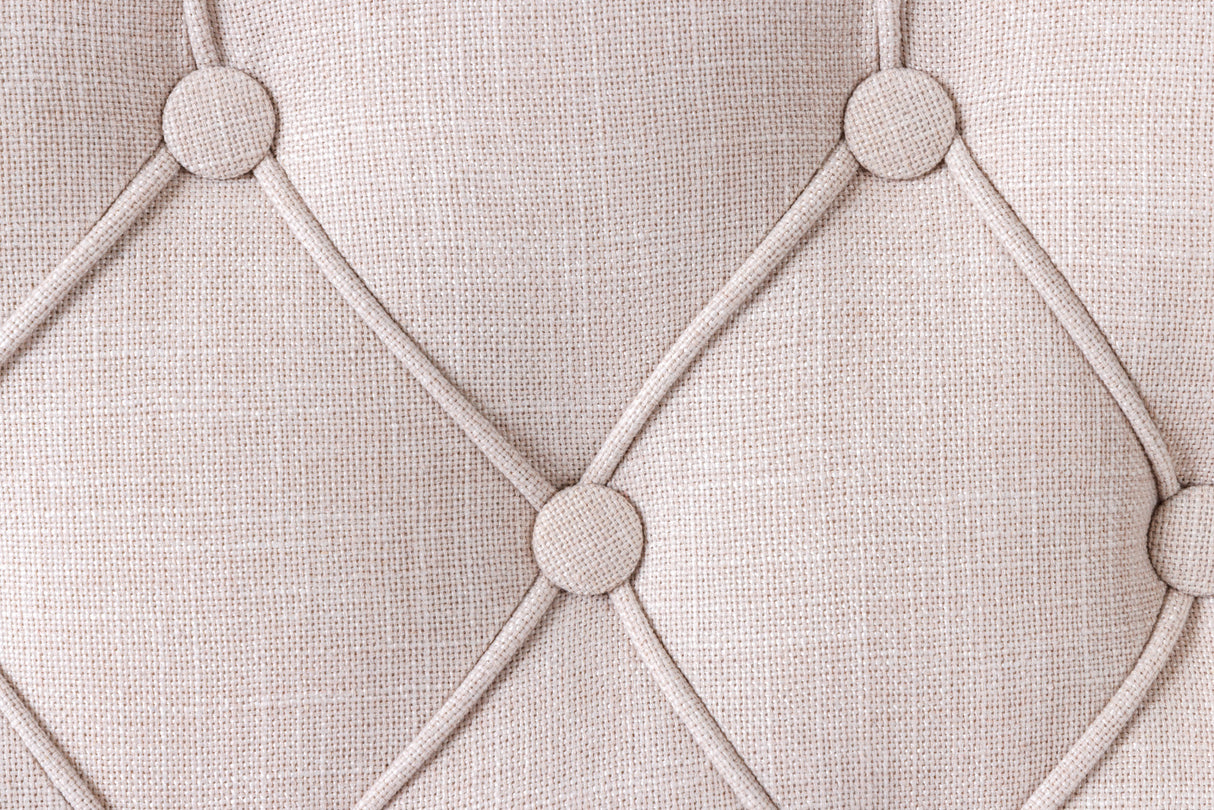 Chair CASTLE w/ armrests black legs textured fabric beige in chesterfield style