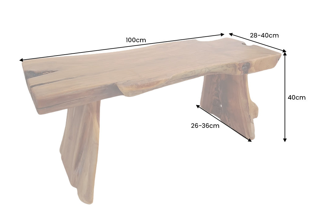 Bench ROOT 100cm teak wood natural brown