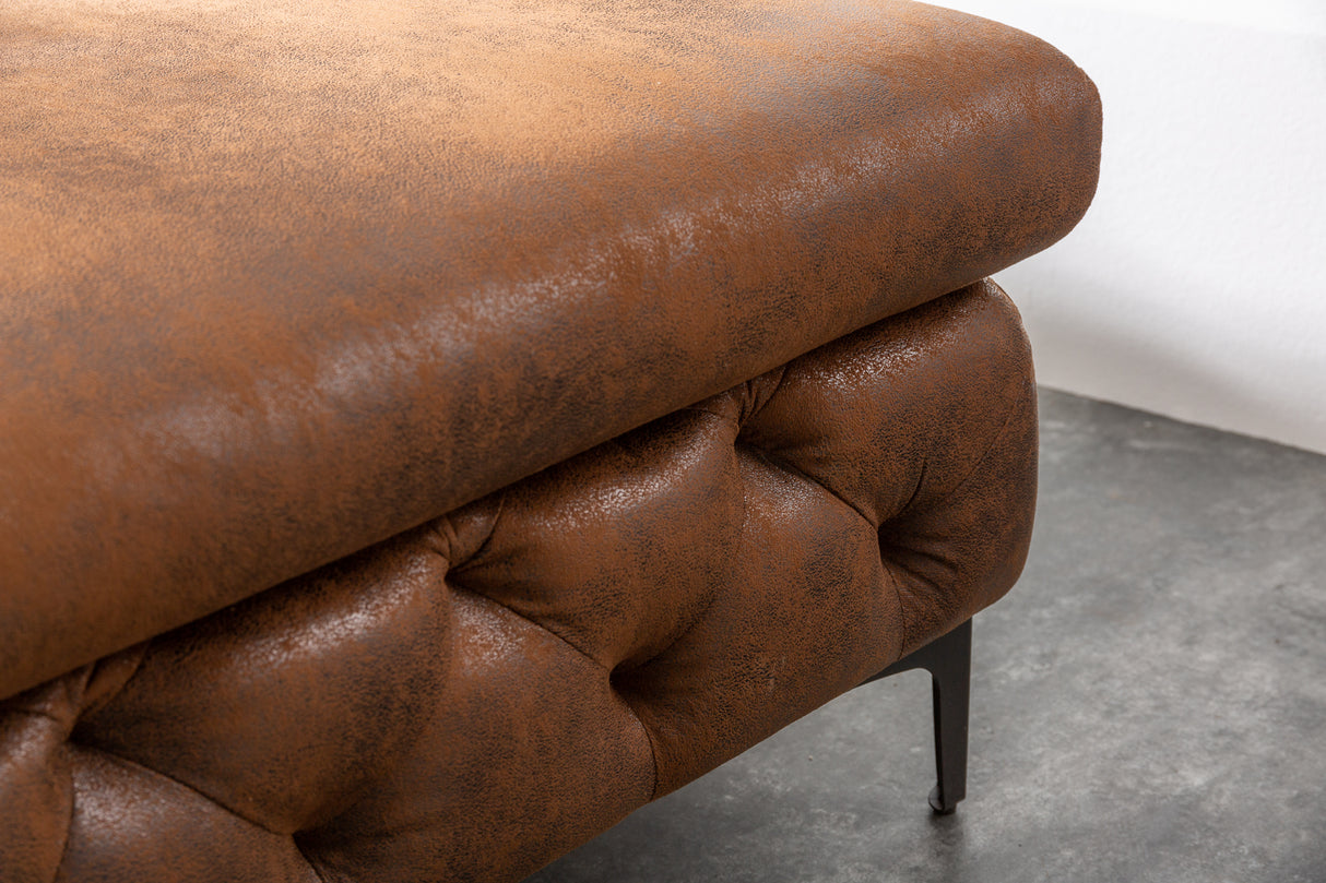 Ecksofa MODERN BAROCK 275cm Microfaser antikbraun im Chesterfield Stil