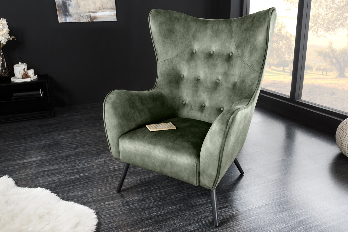 Wing chair AMSTERDAM velvet green