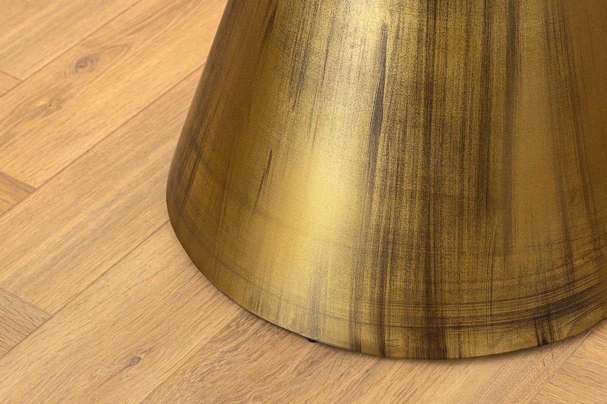 Dining table ELEGANCIA Ø 100cm iron base copper and marble top white