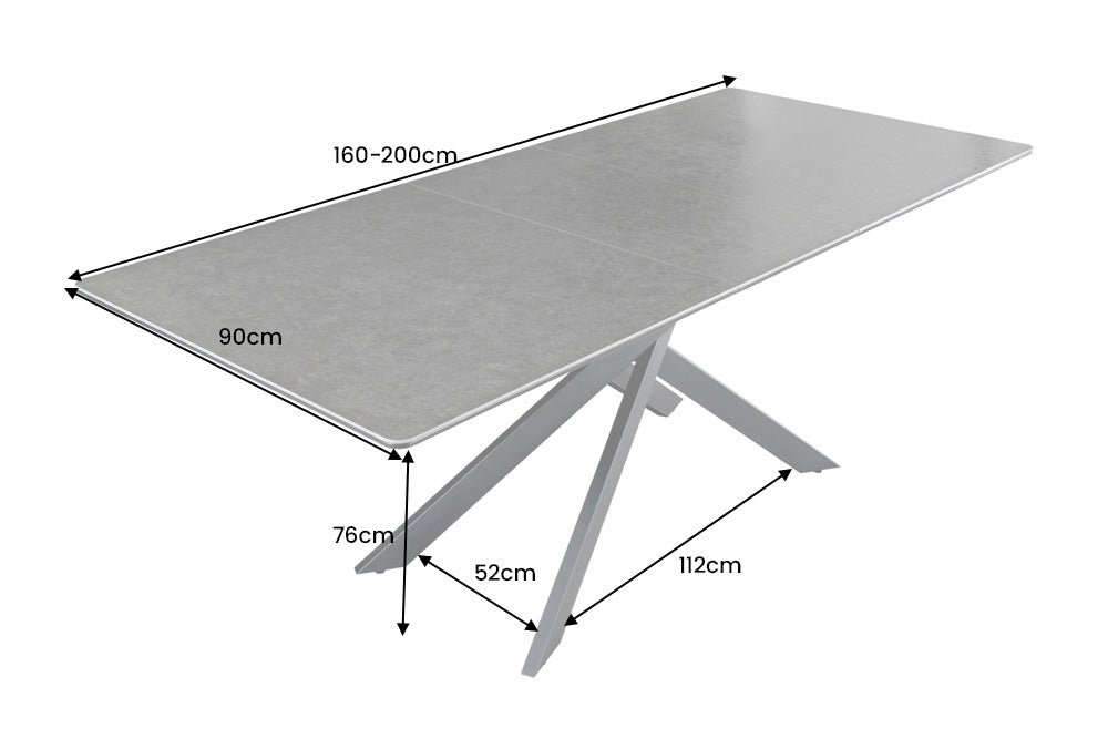 Dining table ALPINE 160-200cm ceramic marble look anthracite