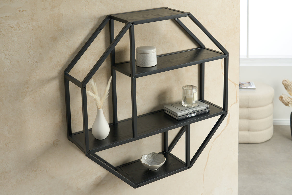 Wall shelf SLIM LINE 75cm ash wood look black