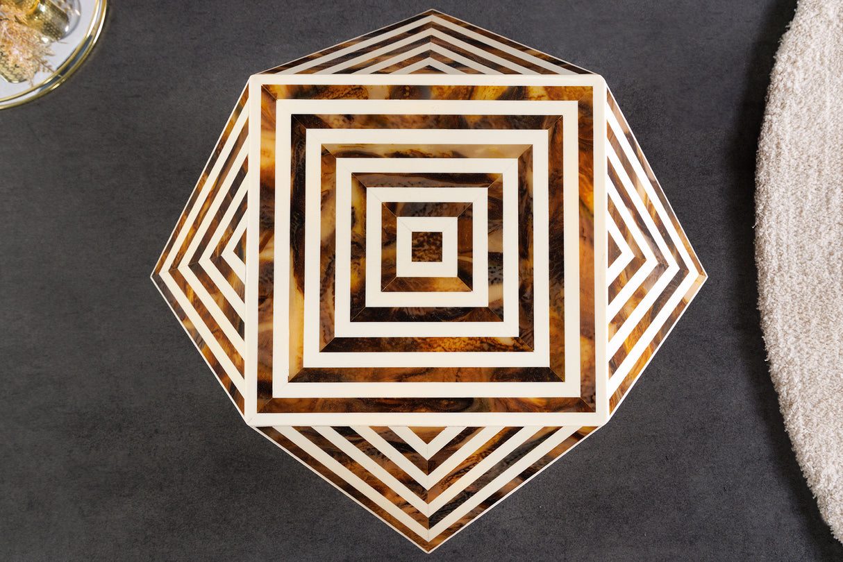 Side table HARMONY NATURE 40cm white brown in zebra look