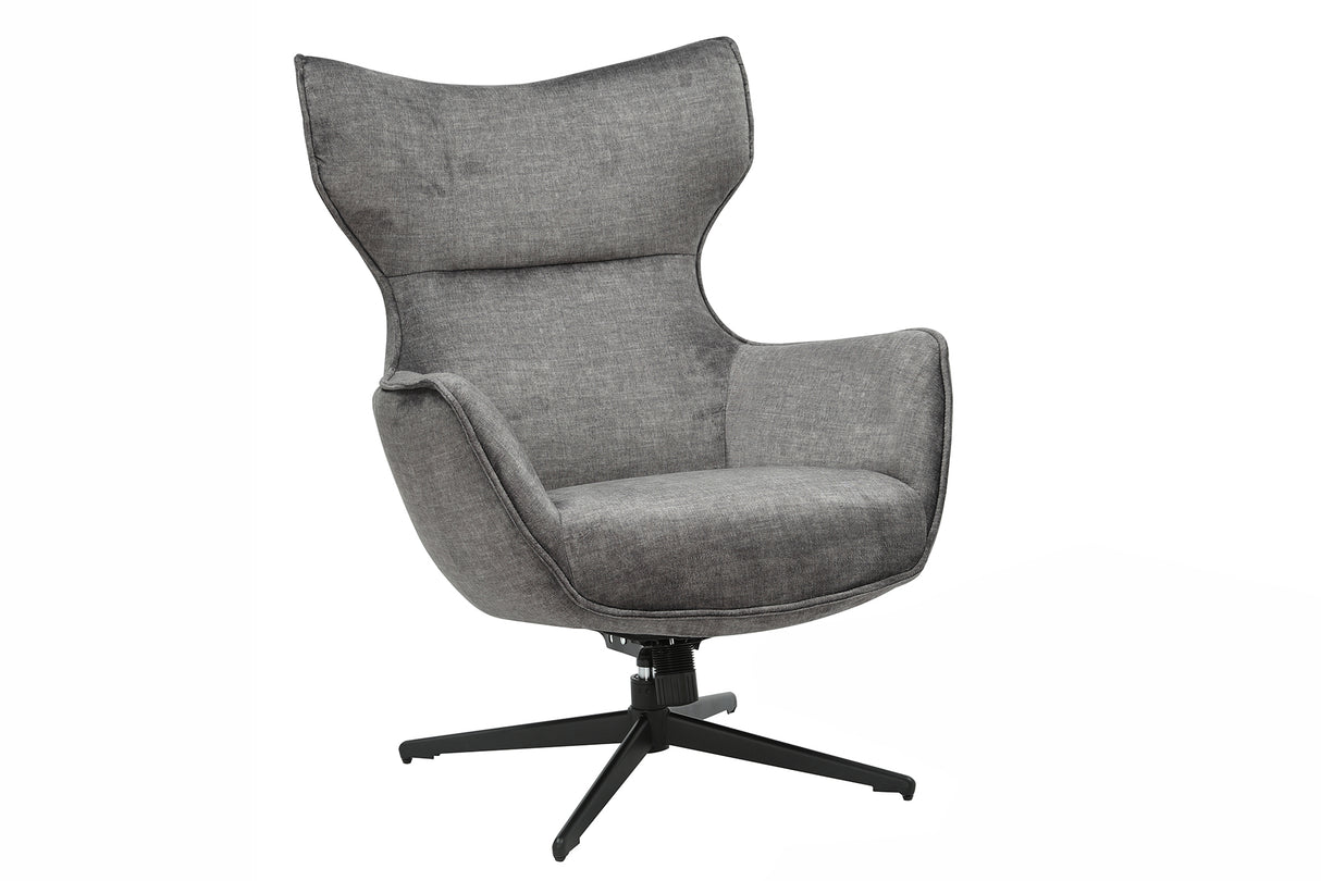 Sessel VOGUE 360° drehbar Samt grau mit schwarzem Metallgestell