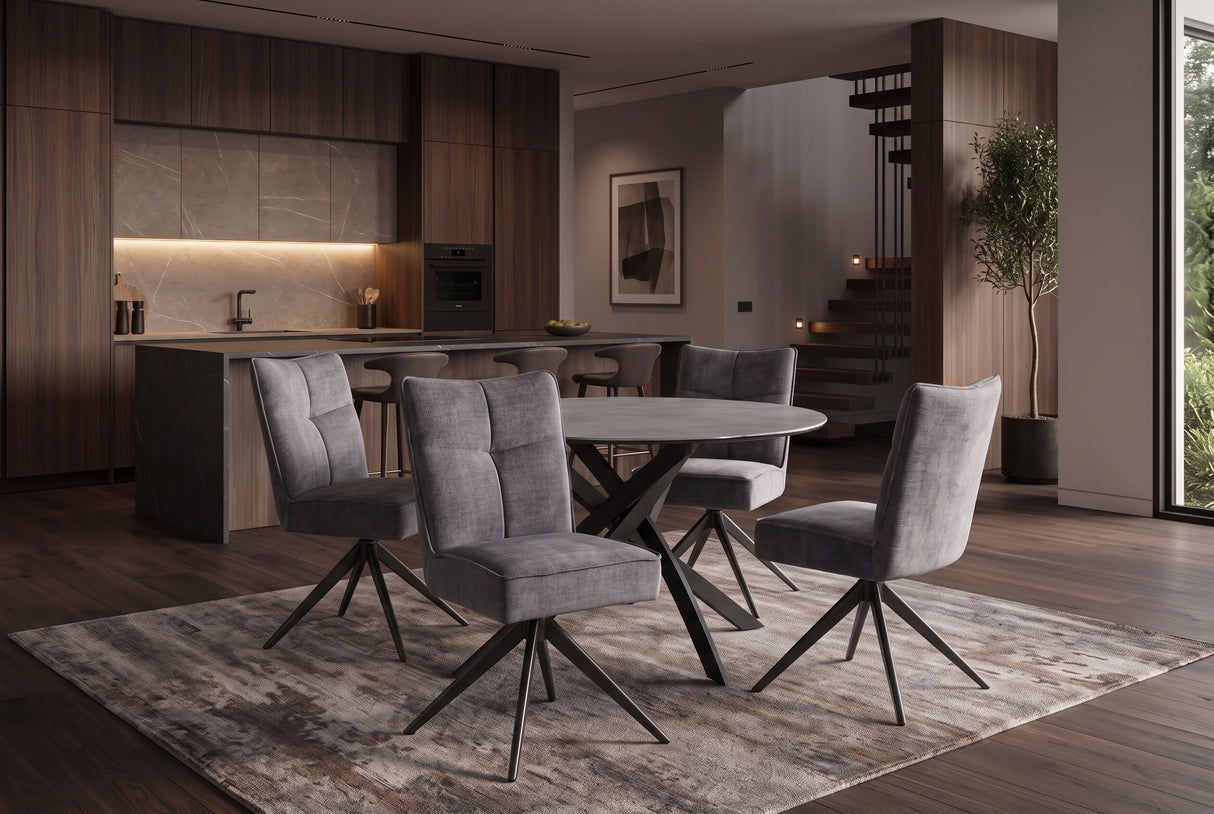 Swivel chair LUGANO 360° auto-return 150 kg load capacity spring core velour velvet grey black