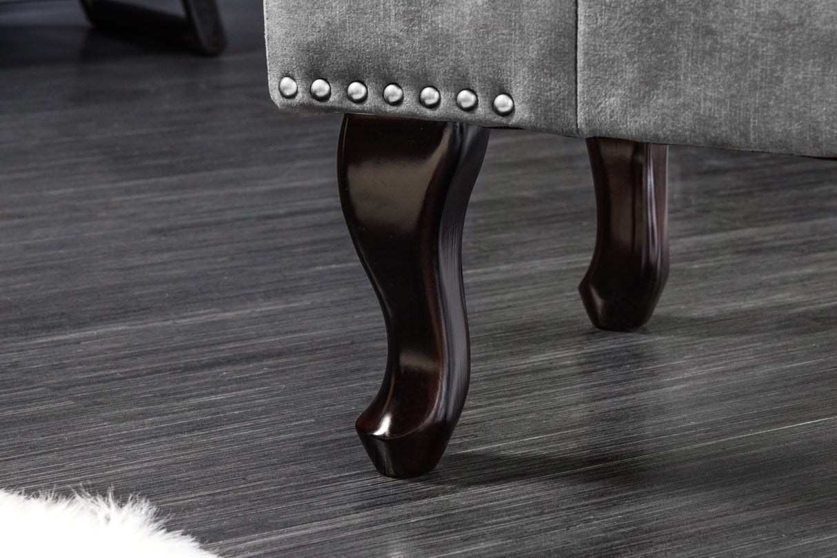 Foot stool CHESTERFIELD antique look velvet grey