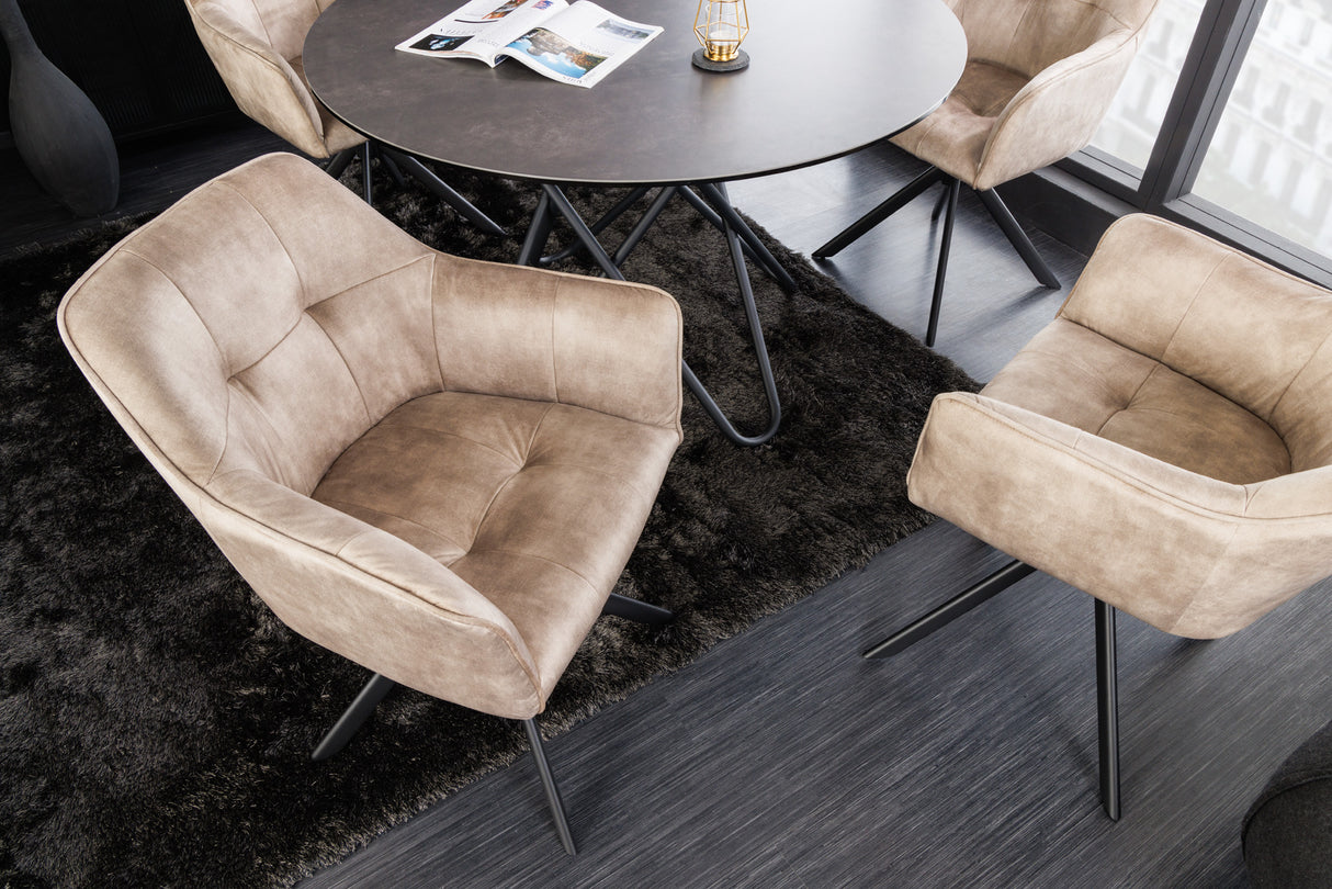 Drehstuhl LOFT 180° mit Armlehnen Samt champagner