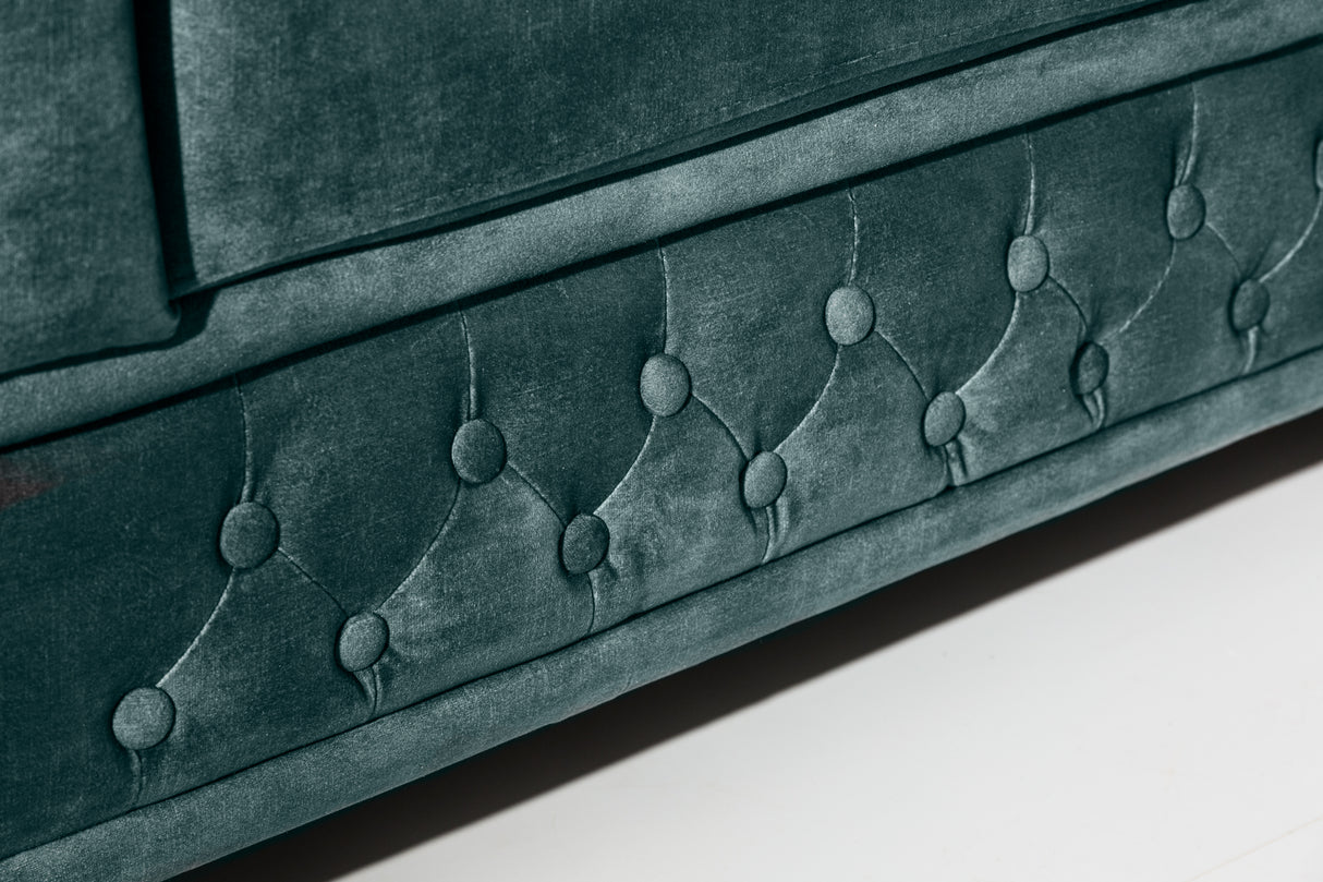 Sofa CHESTERFIELD 205cm 3-seater velvet teal