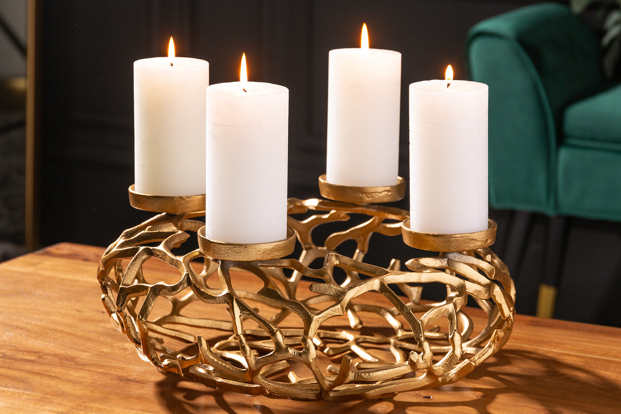 Candleholder ABSTRACT 38cm 4 flames gold
