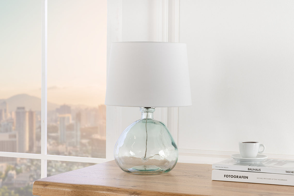 Tischleuchte CLASSIC 40cm weißer Lampenschirm Recyclingglas