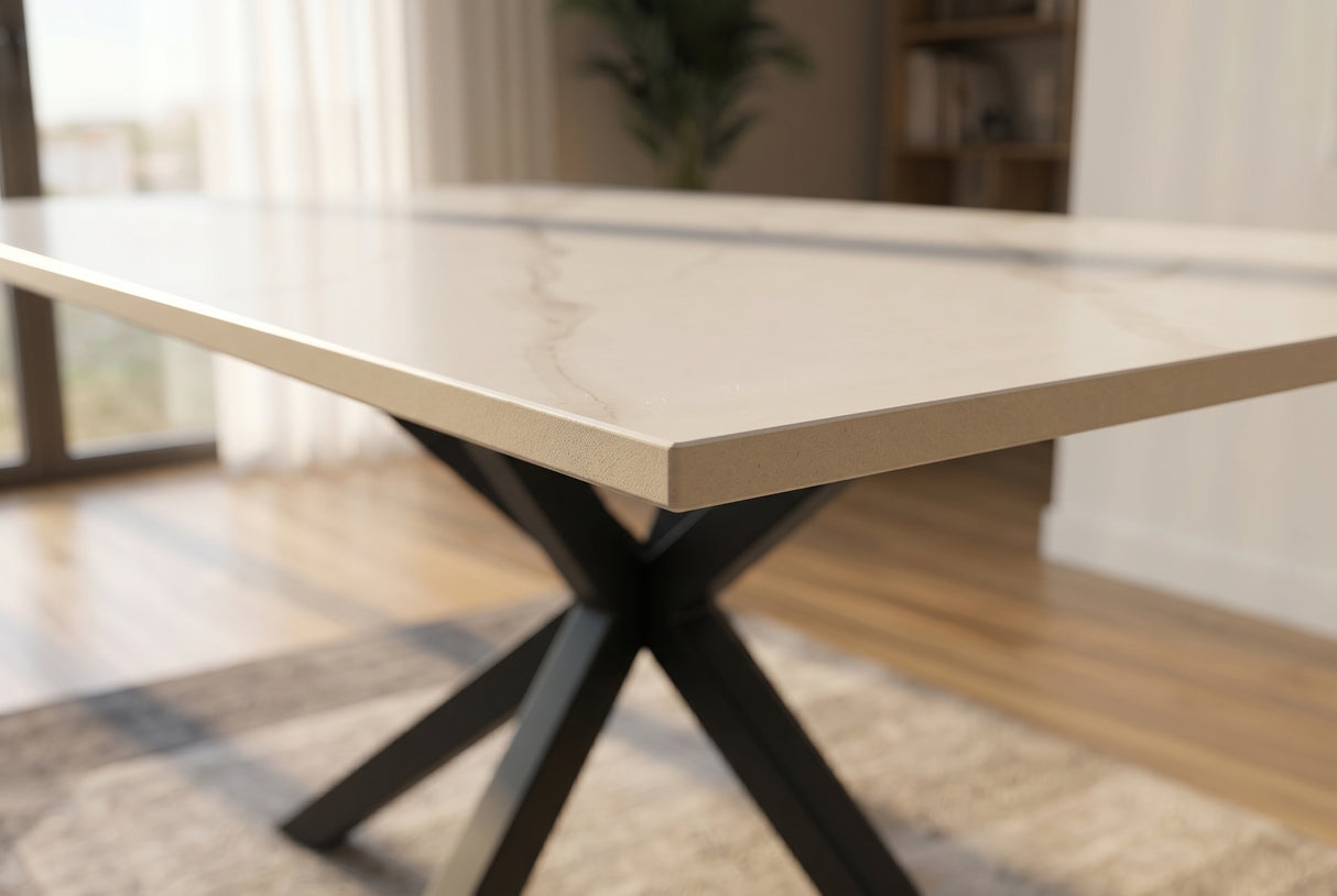 Dining table GALAXIE 180cm w/ star frame ceramic white