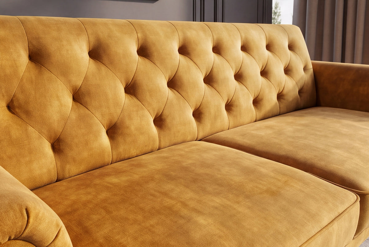 Sofa bed MAISON BELLE AFFAIRE 220cm velvet mustard yellow