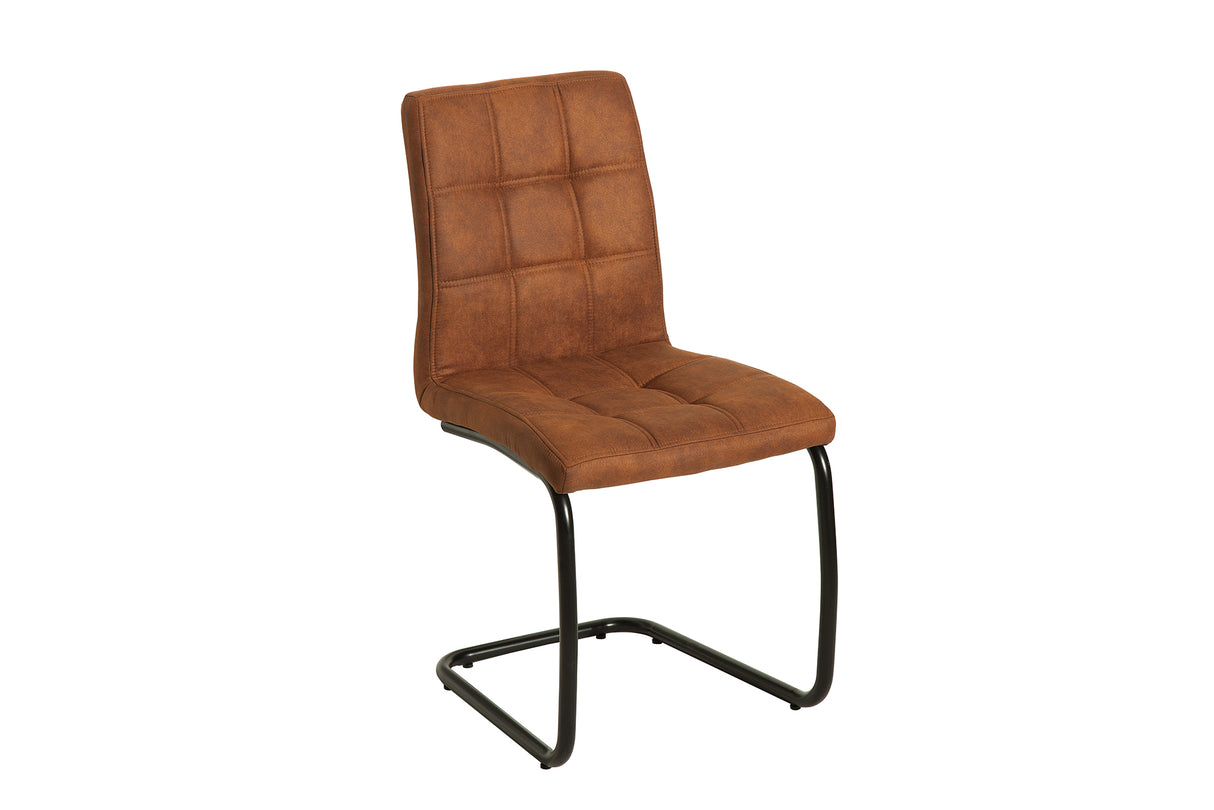 Cantilever chair MODENA microfibre vintage light brown with black iron legs