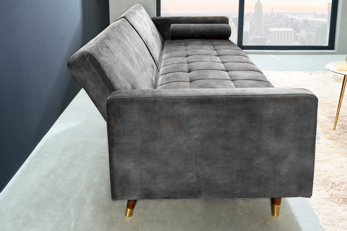 Schlafsofa COUTURE 200cm Microvelours grau