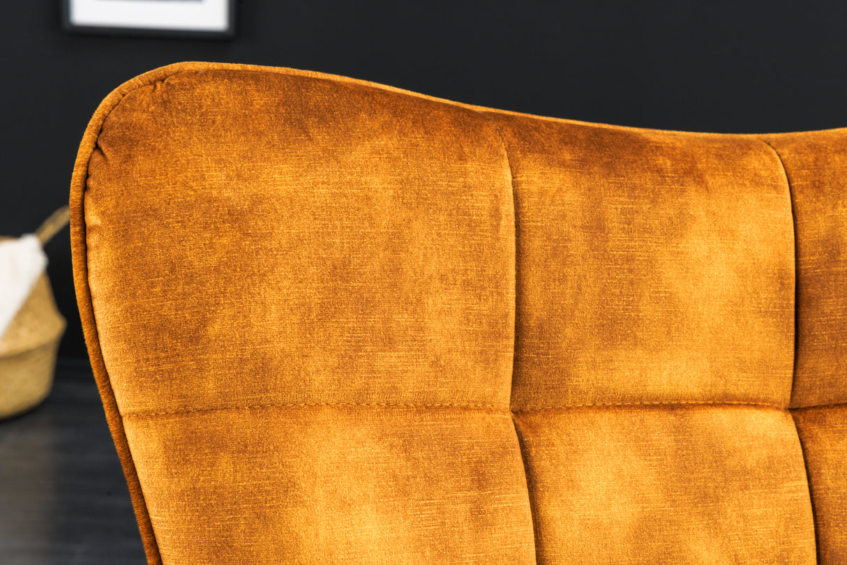 Armchair SCANDINAVIA with armrests velvet mustard yelllow