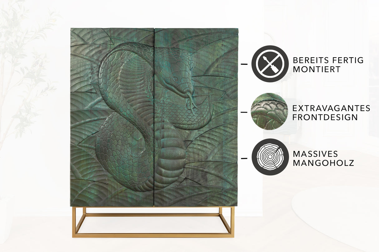 Highboard SNAKE 120cm turquoise mango wood