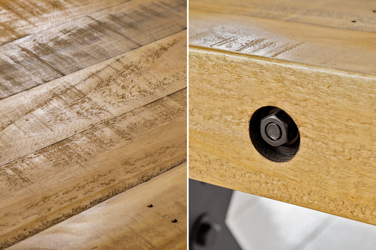 Bench THOR 200cm X-legs pine wood vintage brown