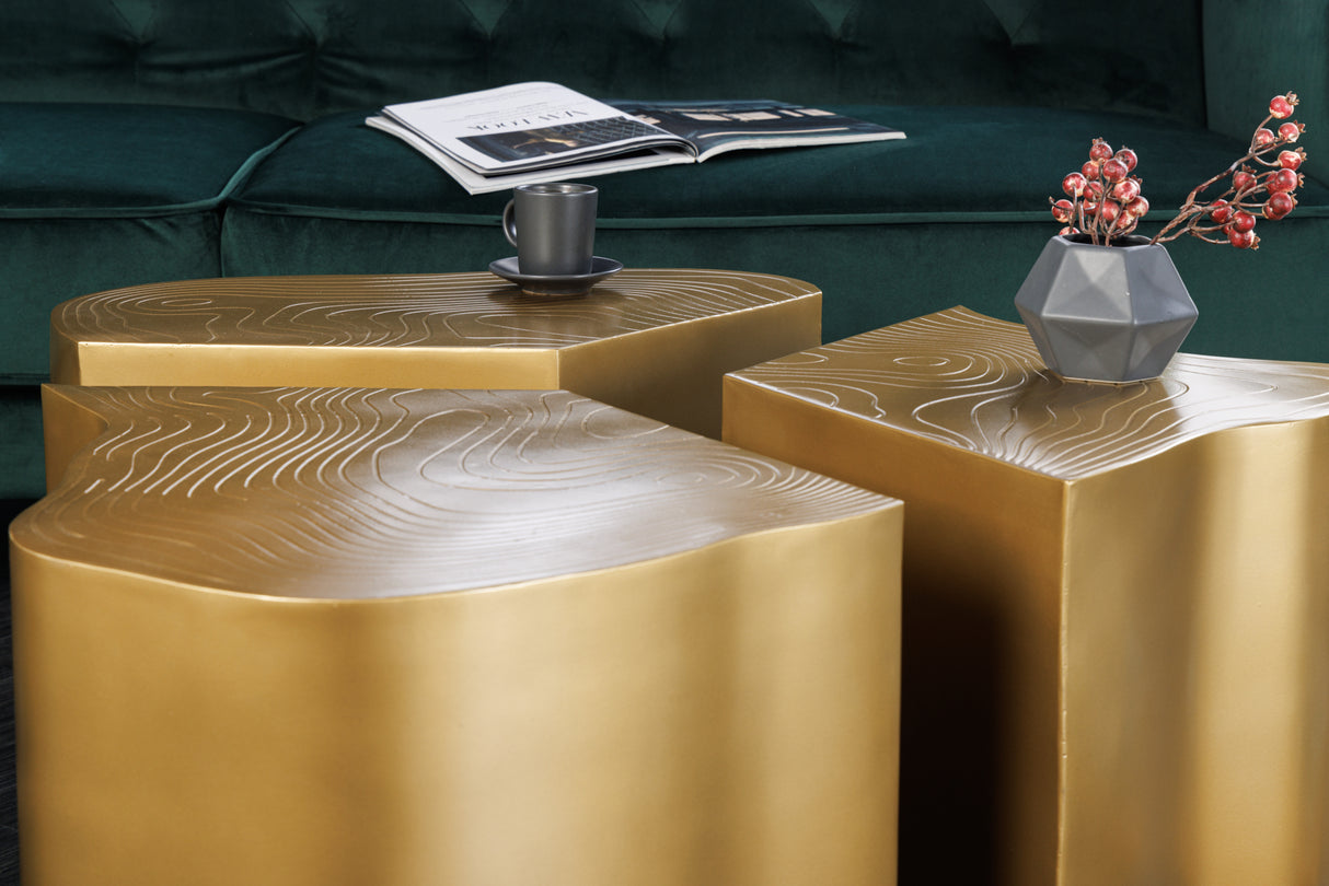 Side table ORGANIC ORIENT 80cm trunk look brass