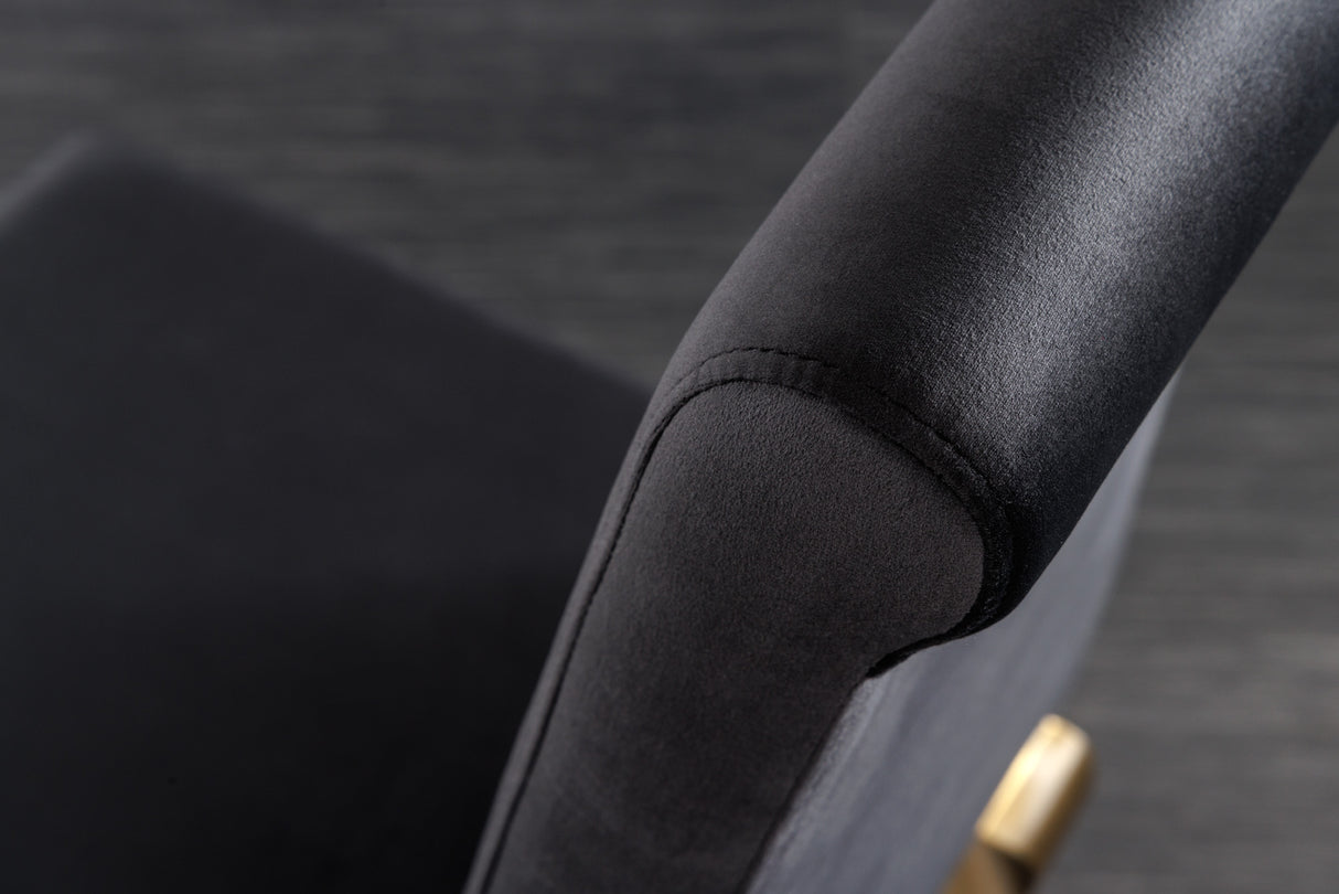 Stuhl MODERN BAROCK Samt schwarz goldene Beine im Barockstil