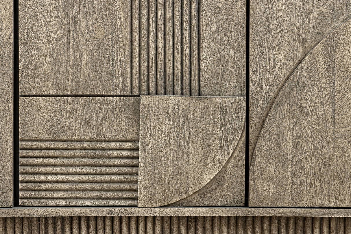 Sideboard ART DECO 170cm 3D Mangoholz Rauchgrau Optik