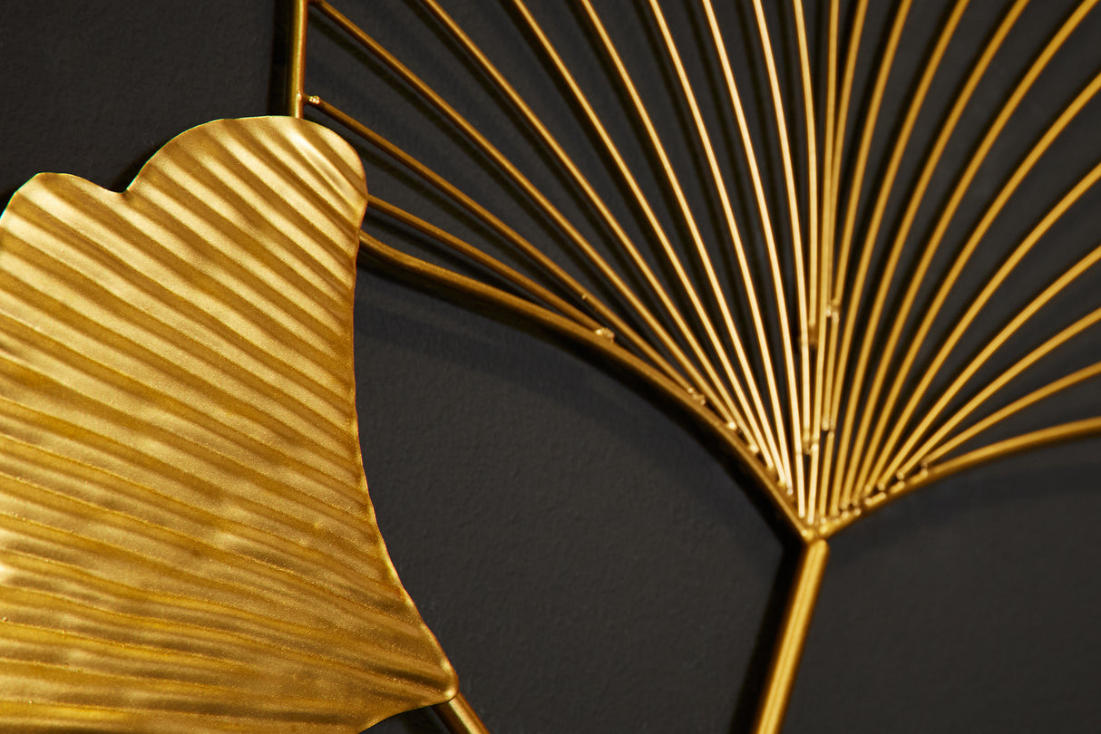 Wanddeko GINKGO 40cm 3er Set gold