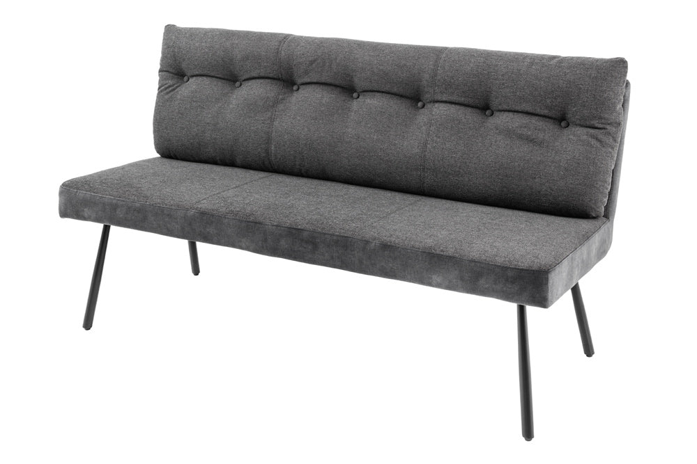 Bench BIG GEORGE 160cm flat woven fabric spring core velvet anthracite