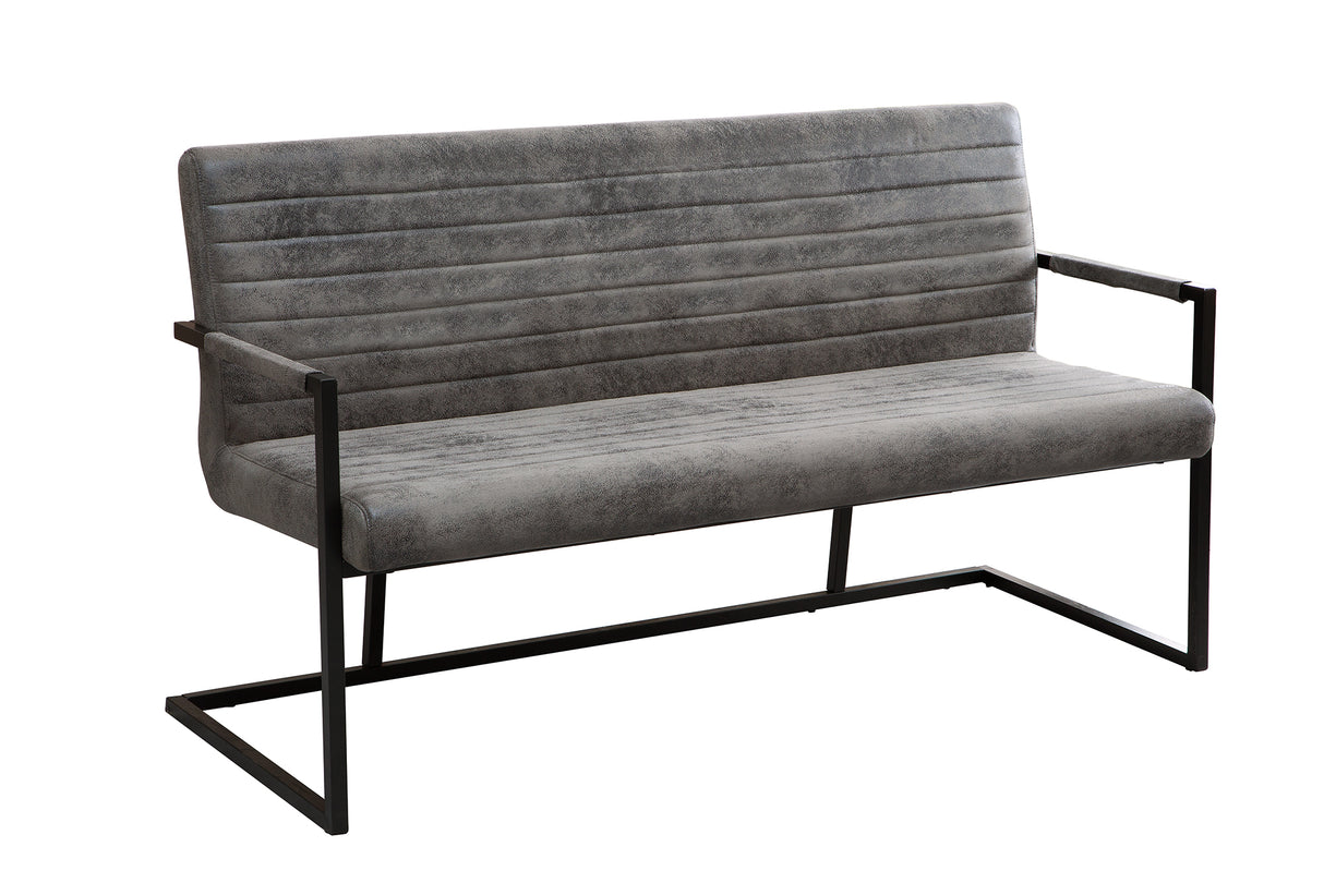 Bench LOFT 160cm with armrests microfibre vintage grey