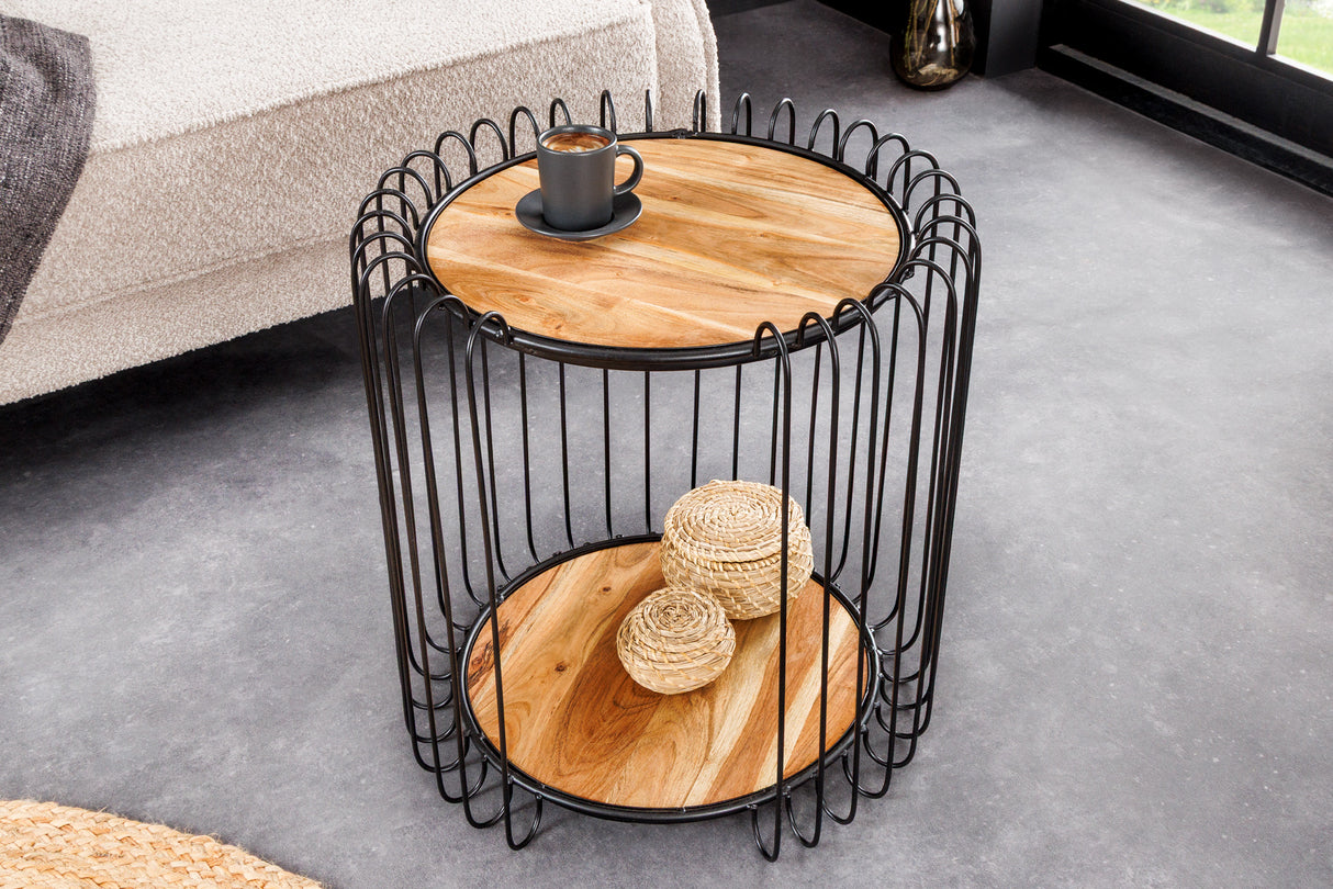 Beistelltisch TRUE ELEMENTS 50cm Gestell schwarz Akazienholz natur