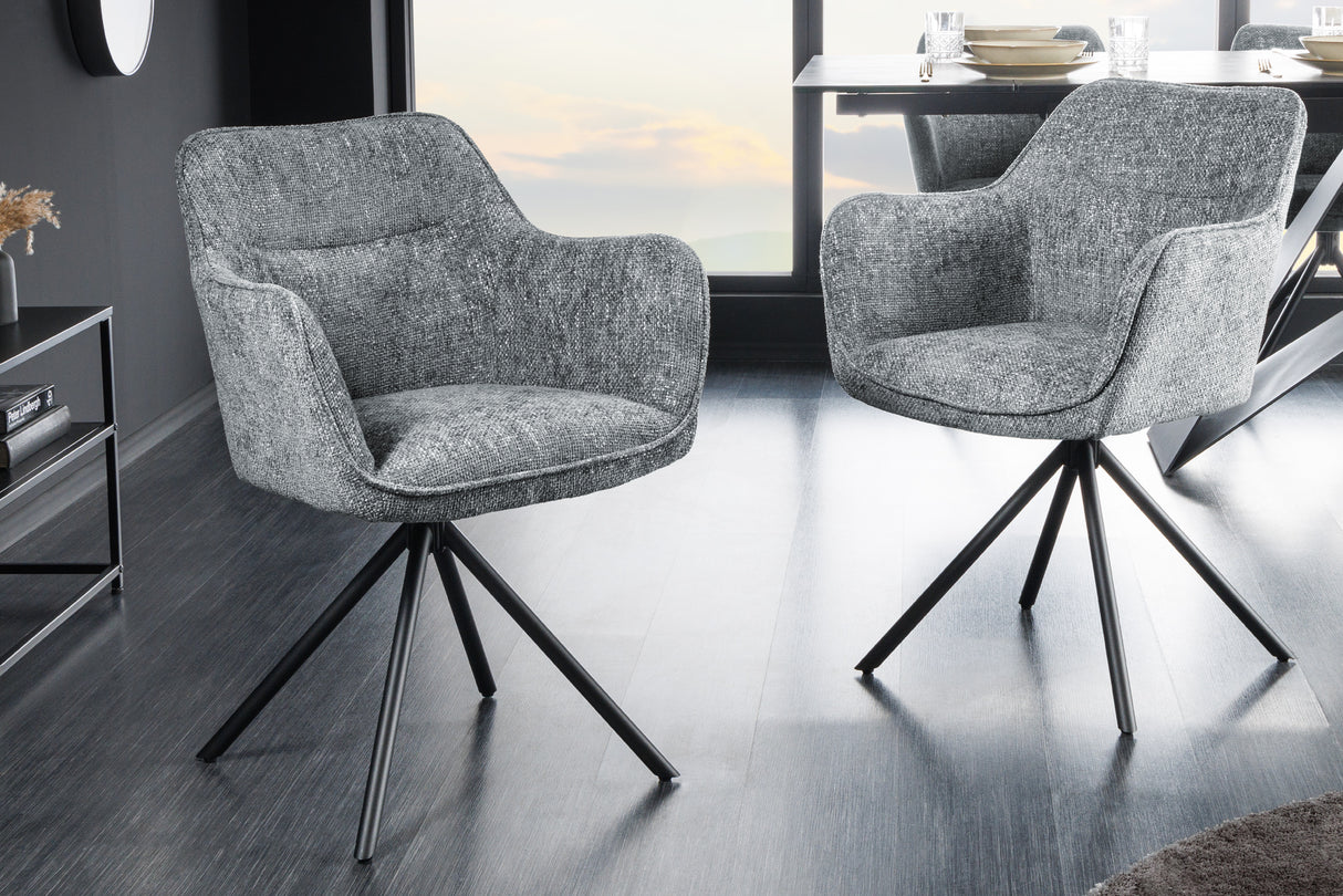 Swivel chair VERONA textured cloth grey