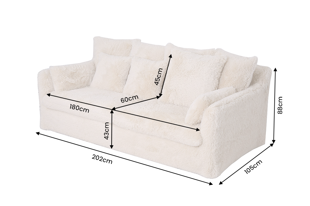 Sofa YETI 200cm 3-Sitzer abziehbarer Bezug Champagner Beige