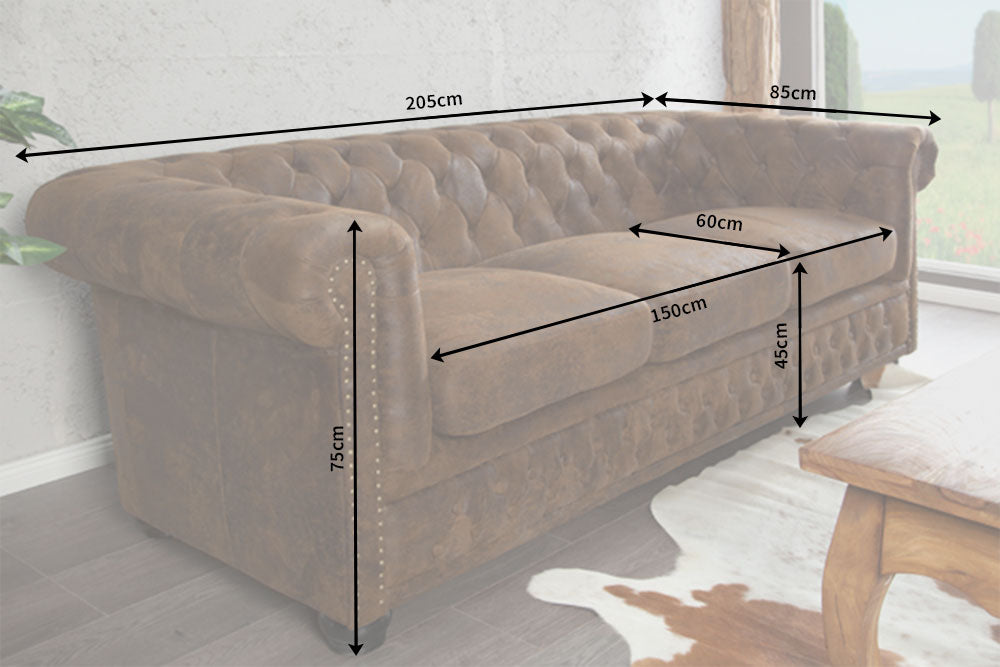 Sofa CHESTERFIELD 3-seater antique look brown
