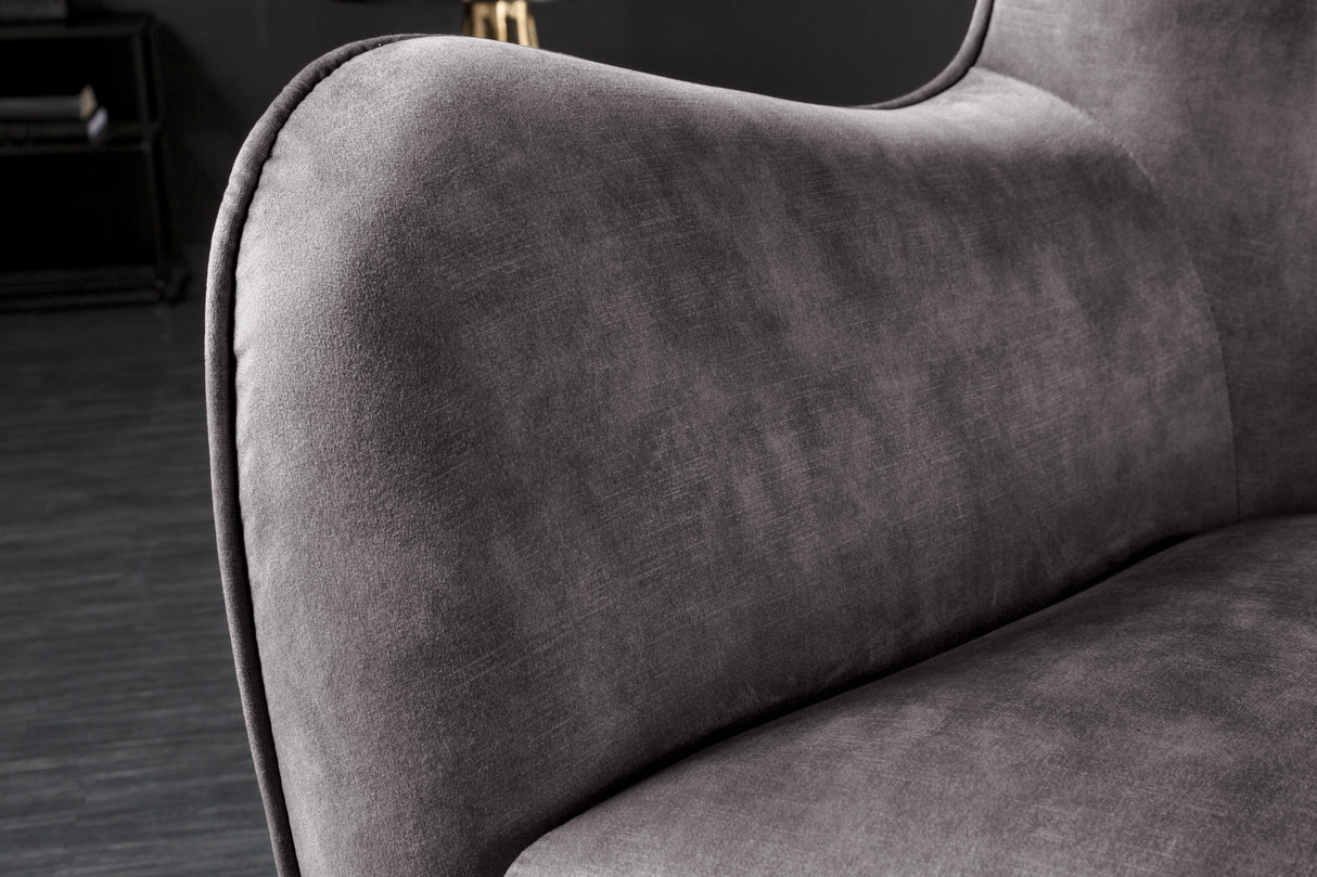 Wing chair AMSTERDAM velvet grey