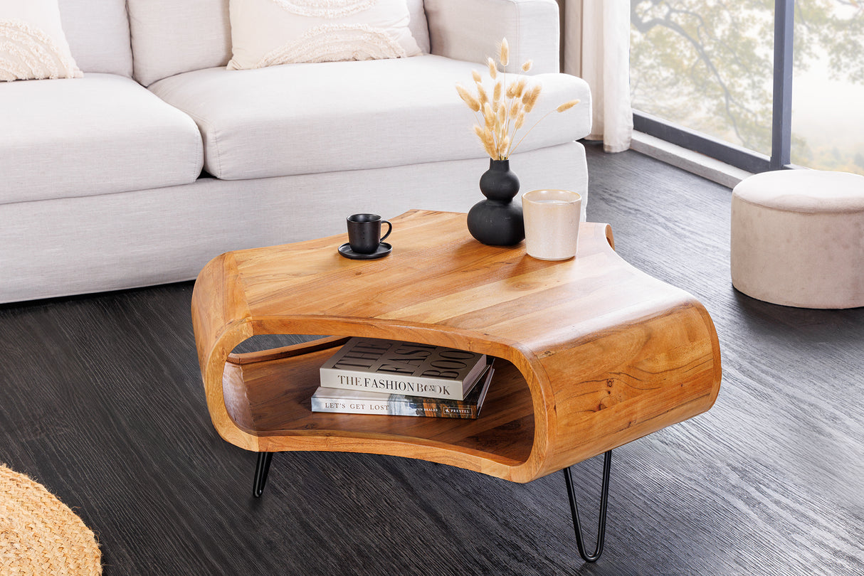 Coffee table ORGANIC LIVING 90cm acacia wood brown honey finish