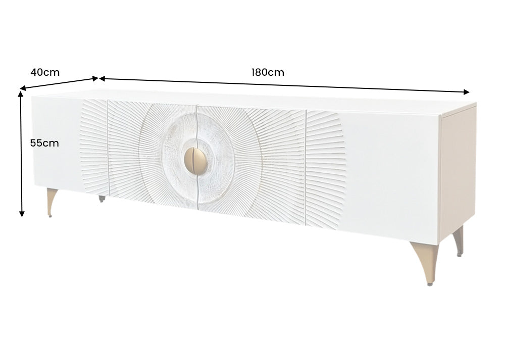 TV-Board GOLDEN SUNSET 180cm 3D mango wood white