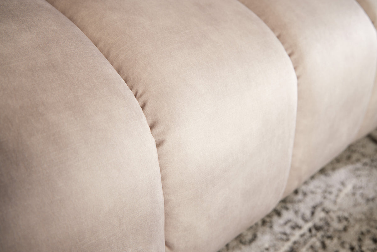 Sofa NOBLESSE 225cm 3-Sitzer Struktursamt Champagner mit schwarzen Füßen