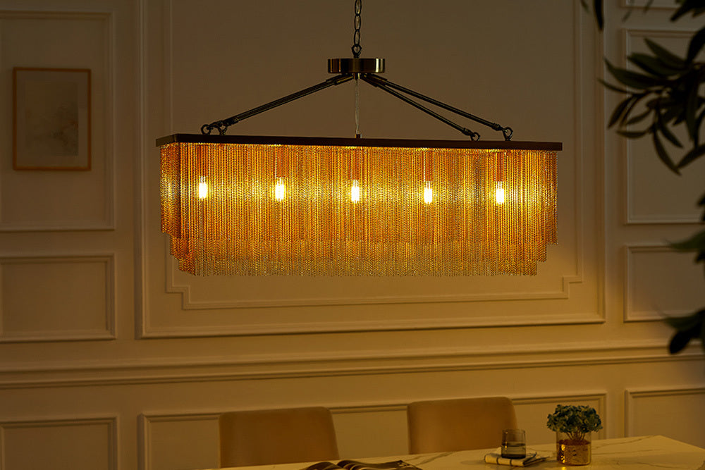Pendelleuchte ROYAL 80cm gold feine Metallketten