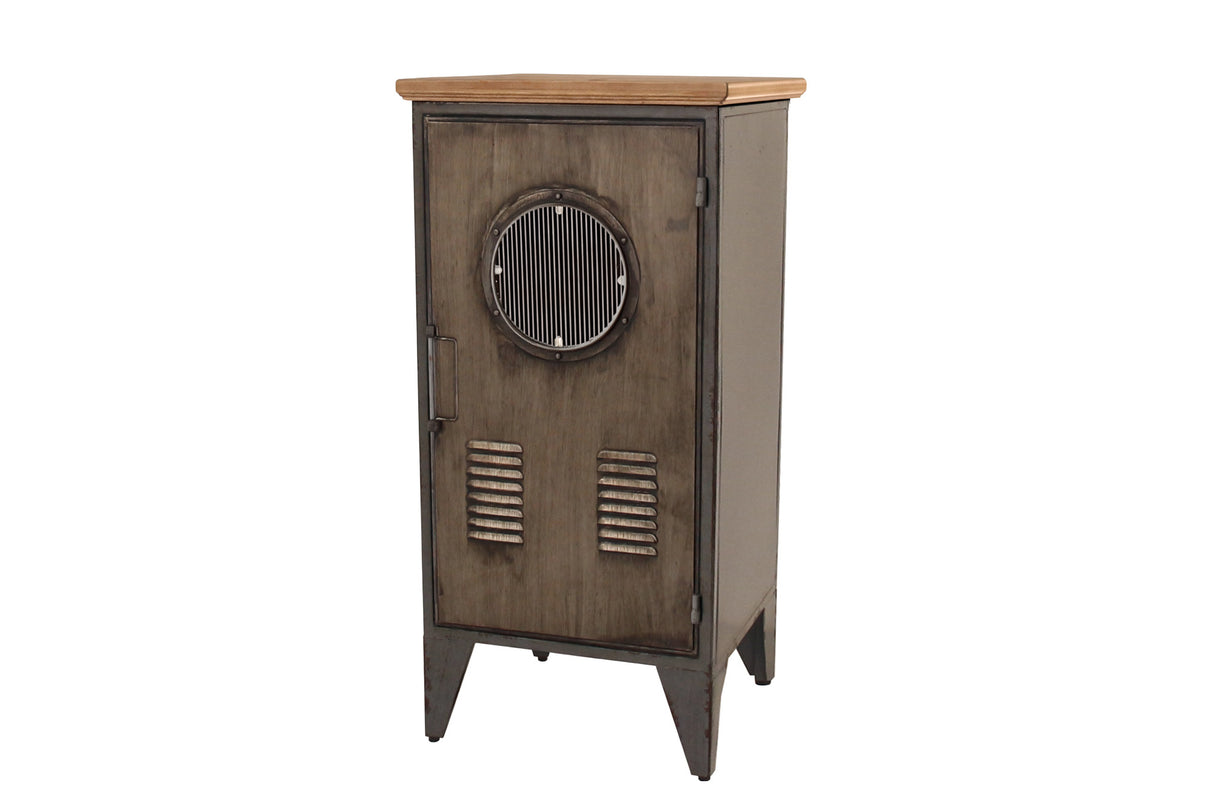 Cabinet NAUTILUS 80cm pine wood metal vintage brown