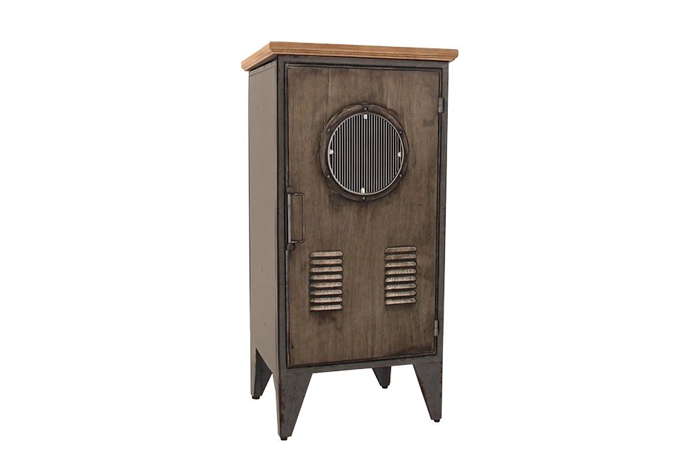 Cabinet NAUTILUS 80cm pine wood metal vintage brown