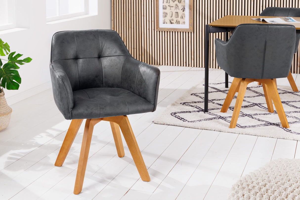 Swivel chair LOFT 180° with armrests microfibre antique grey
