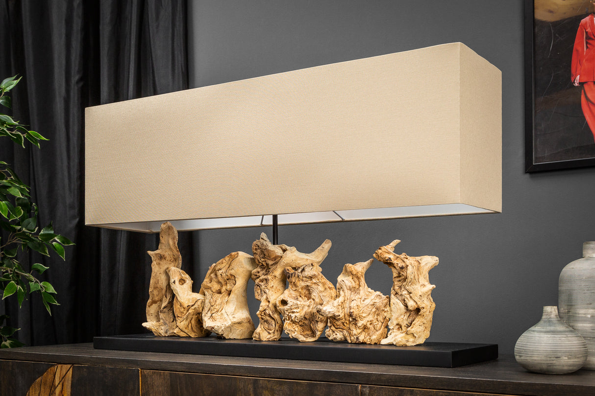 Table lamp PURE UNIQUE 80cm driftwood linen shade beige