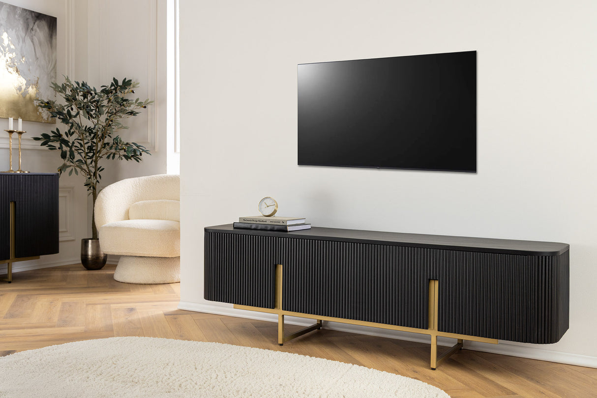 TV-Board GATSBY 160cm Retro-Stil Mango Schwarz Gold