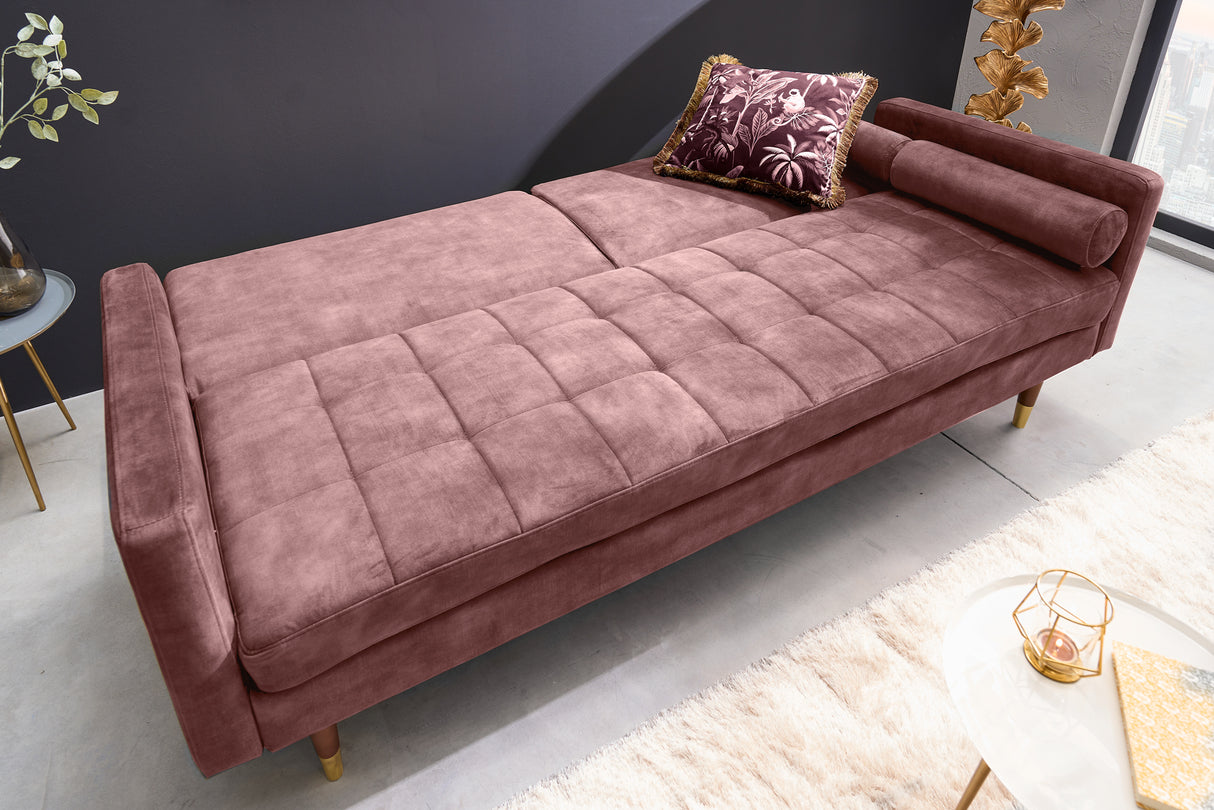 Sofa bed COUTURE 200cm micro velour dusky pink