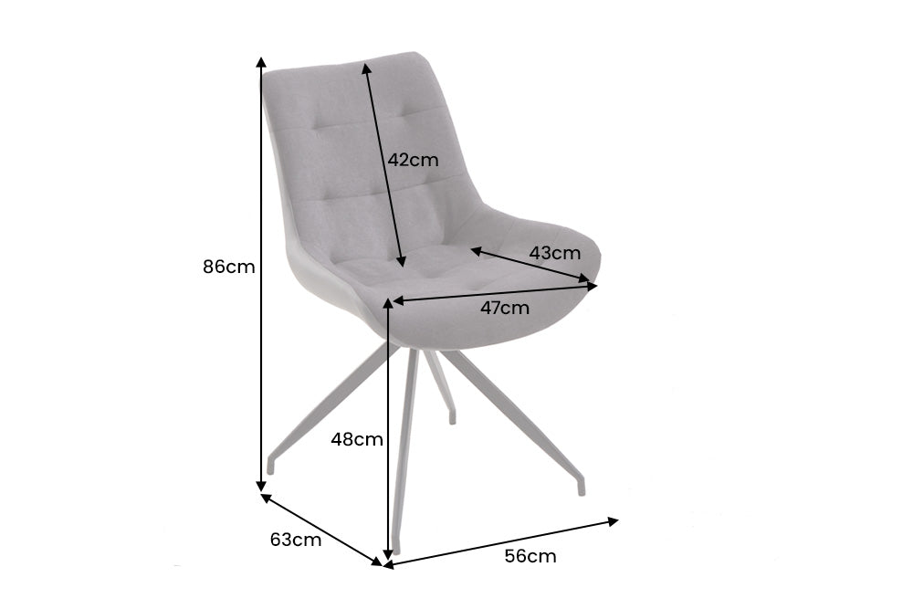 Chair DIVANI retro style artificial leather microfibre light grey black