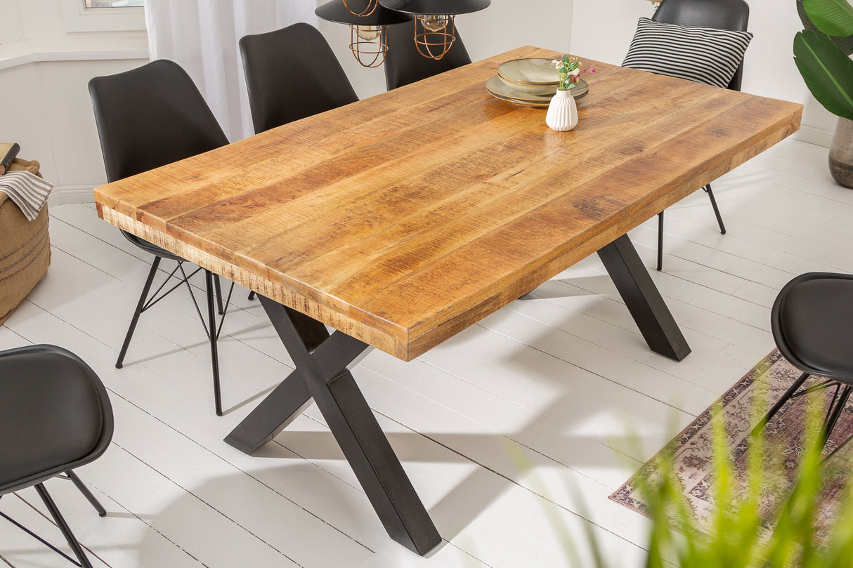 Esstisch IRON CRAFT 160cm X-Beine Mangoholz natur
