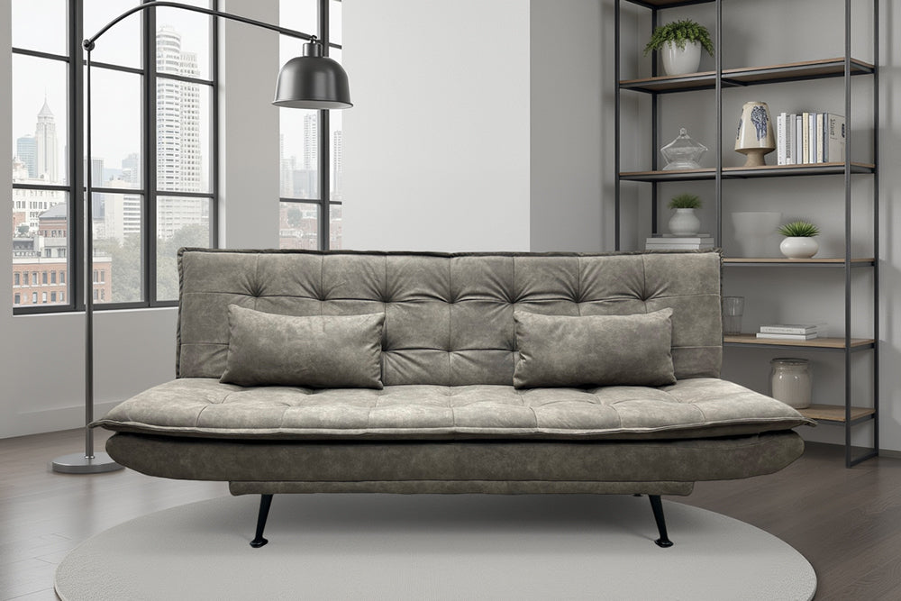 Sofa bed JAZZ 195cm 3-seater microfibre taupe