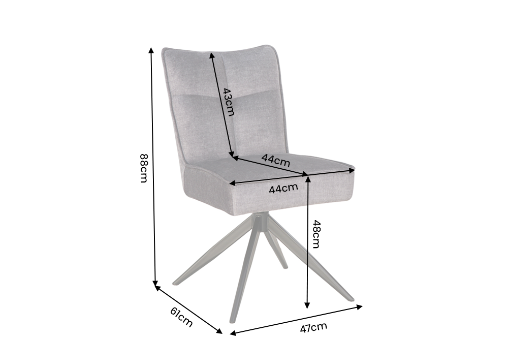 Swivel chair LUGANO 360° auto-return 150 kg load capacity spring core velour velvet grey black