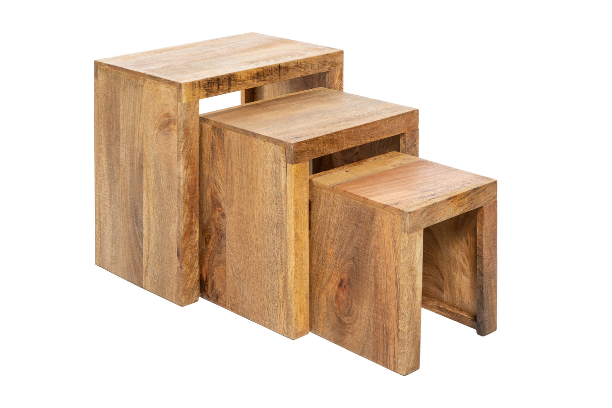 Beistelltisch MAKASSAR 29-45cm 3er Set Mangoholz natur