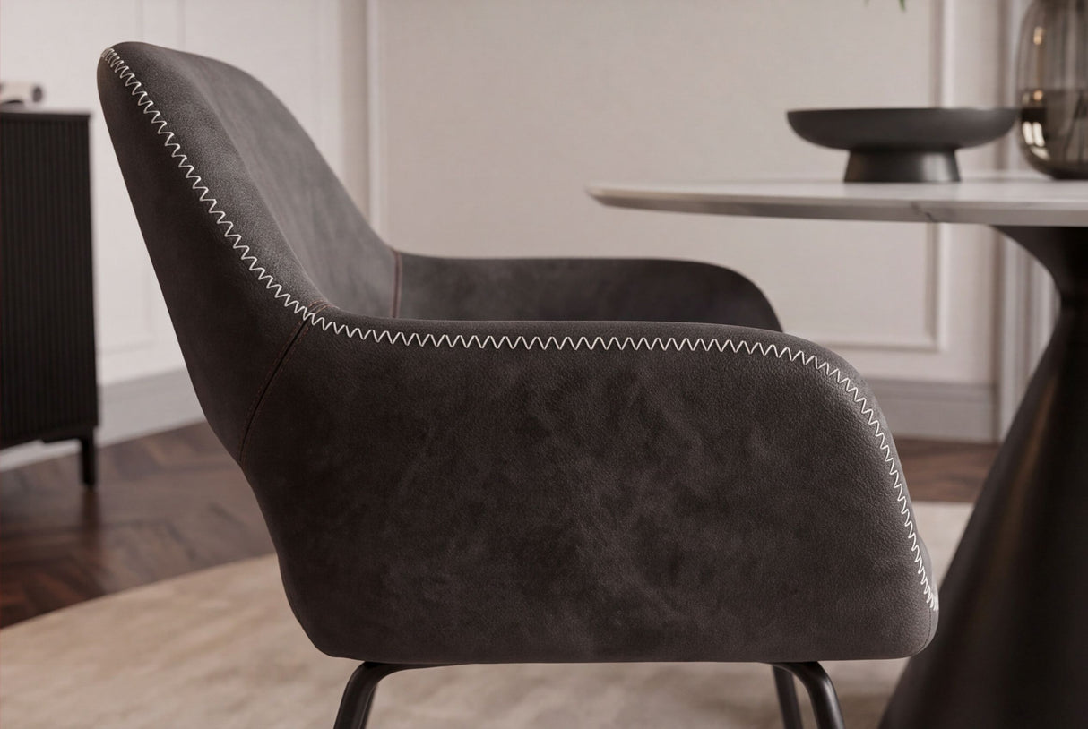 Chair MUSTANG with armrests microfibre antique grey